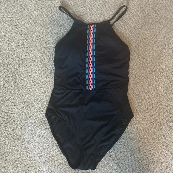 La Blanca Macrame High Neck Swimsuit - Picture 1 of 3